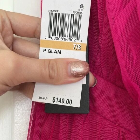SALE ‼️  NWT City Studio Fuschia Tiered Ruffle Prom Dress - Size 7/8 - Picture 4 of 7